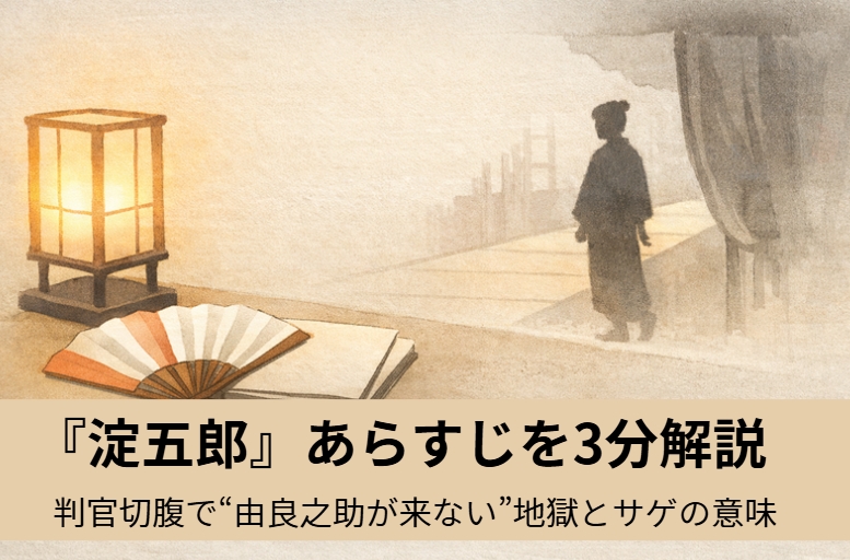 落語『淀五郎』の判官切腹と若手役者の苦悩をイメージした稽古場の情景