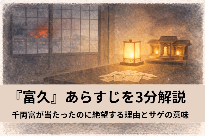 落語『富久』のテーマである江戸時代の富くじ（宝くじ）と当選を願うイメージ