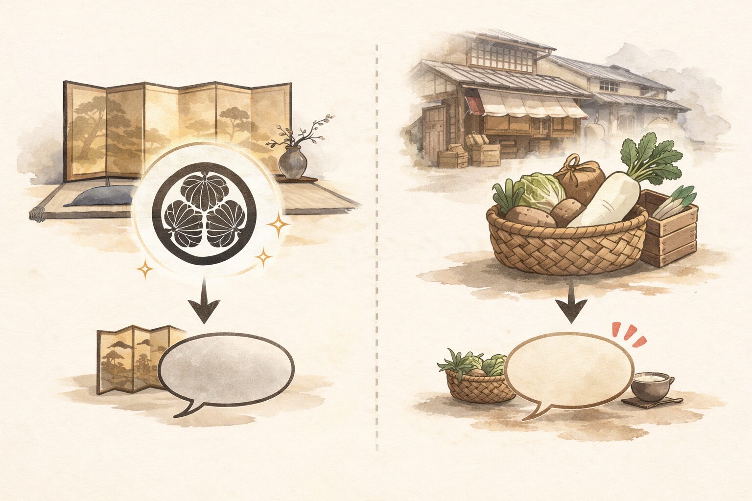 たらちね 武家言葉と庶民の暮らしのギャップ図解