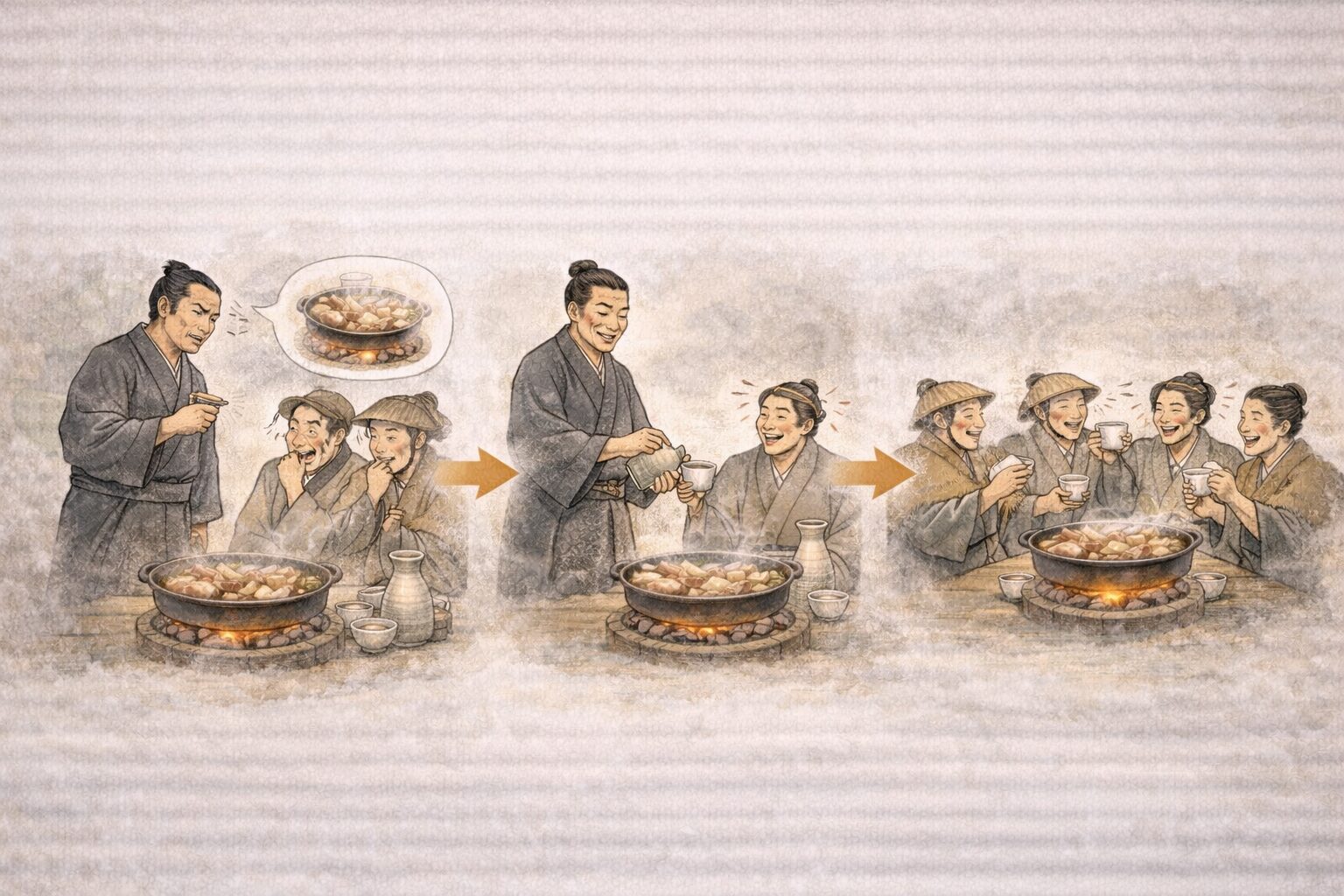 二番煎じ 役人の粋な対応を示す構造図