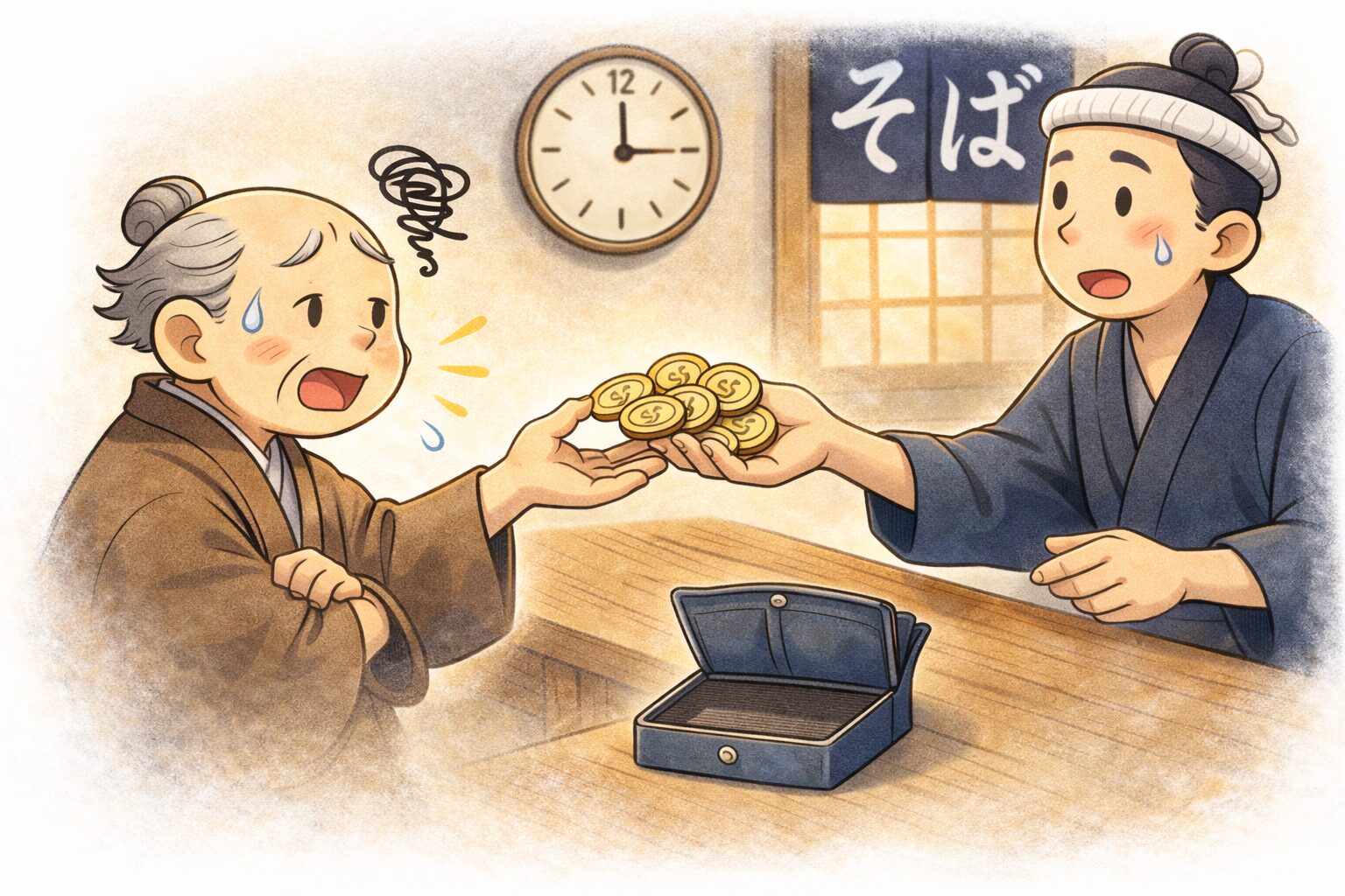 おじいさんの支払いの瞬間