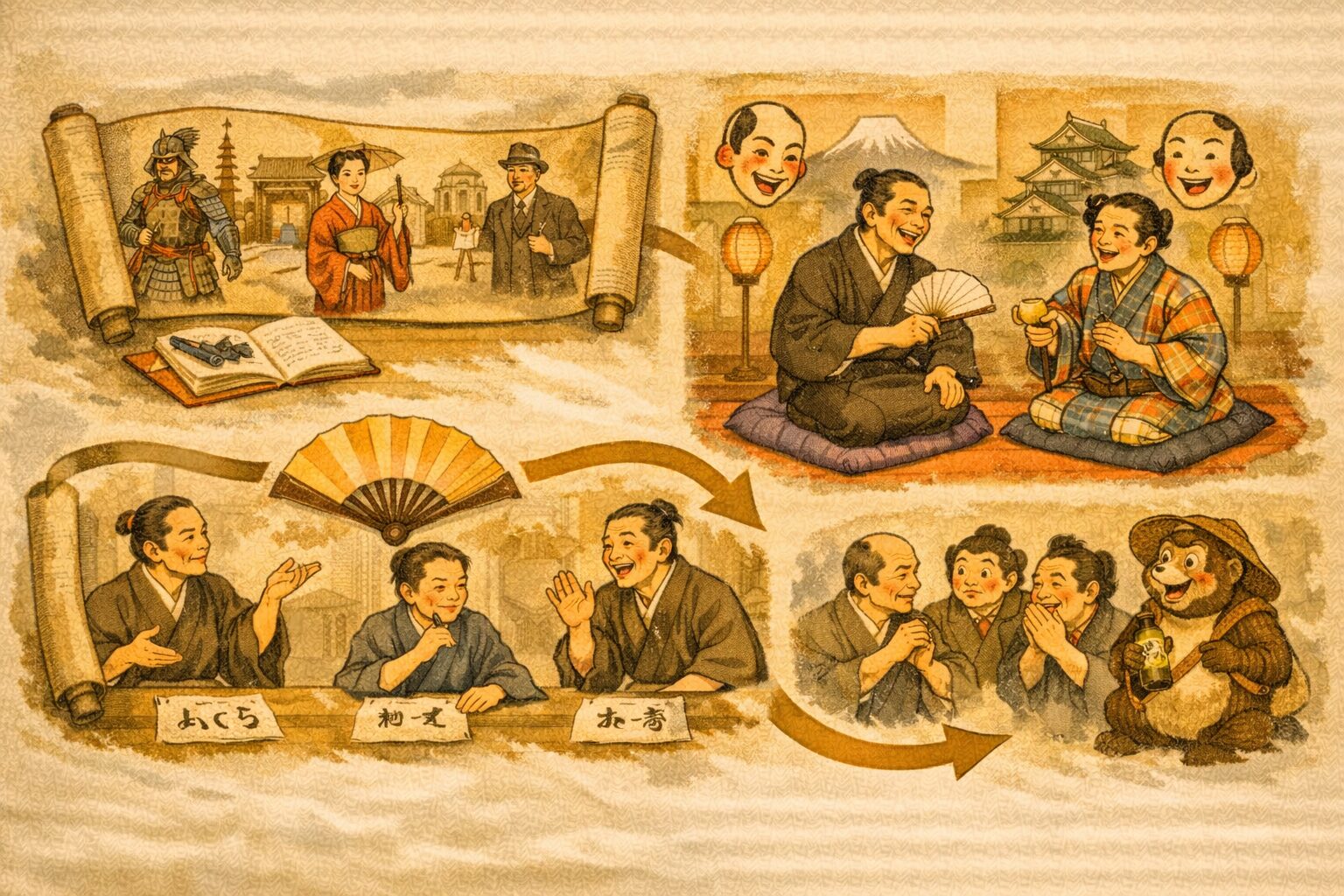 落語入門の全体マップ図解(歴史・構成・江戸上方の違い・おすすめ演目)