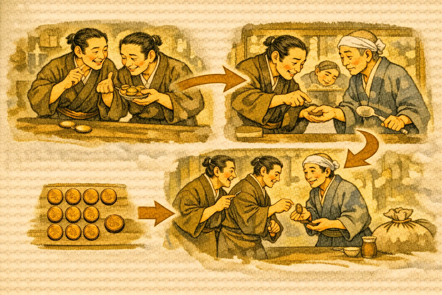 時うどん 九つで一文ごまかす仕組みの図解