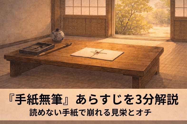 字が読めない男が手紙を持ち込み実は無筆のご隠居が見栄でごまかして最後にぼろが出る古典落語『手紙無筆』のイメージ画像