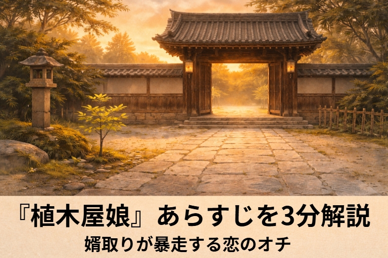 植木屋の親方幸右衛門が娘の婿取りに夢中になり接ぎ木の理屈で縁談を押し切ろうとする上方落語『植木屋娘』のイメージ画像