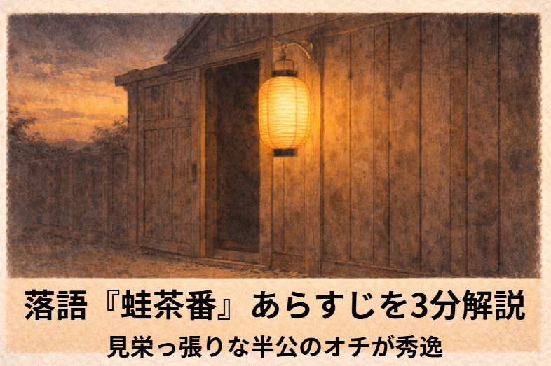 昼の芝居小屋の裏で定吉がふてくされた半公を呼びに来る一場面