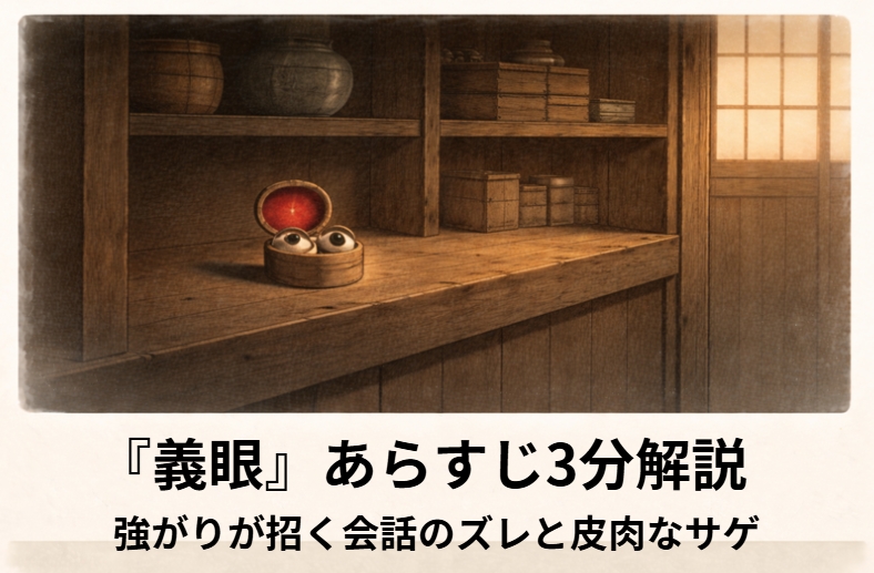 義眼を気にしながら平静を装う男の気まずさを描いた落語『義眼』のイメージ画像