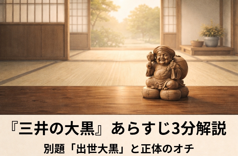 落語『三井の大黒』のアイキャッチ画像 alt：大工小屋で正体を隠した左甚五郎が静かに板を削る『三井の大黒』の情景