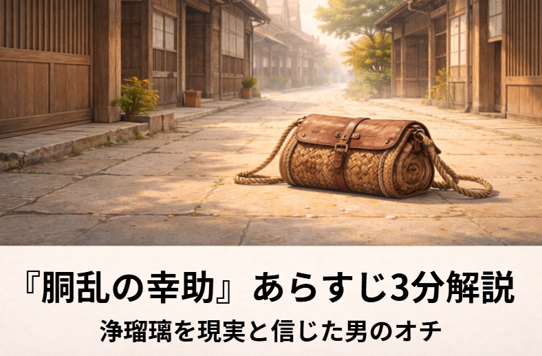 浄瑠璃の悲劇を現実だと思い込み京へ走る落語『胴乱の幸助』を表したイメージ画像