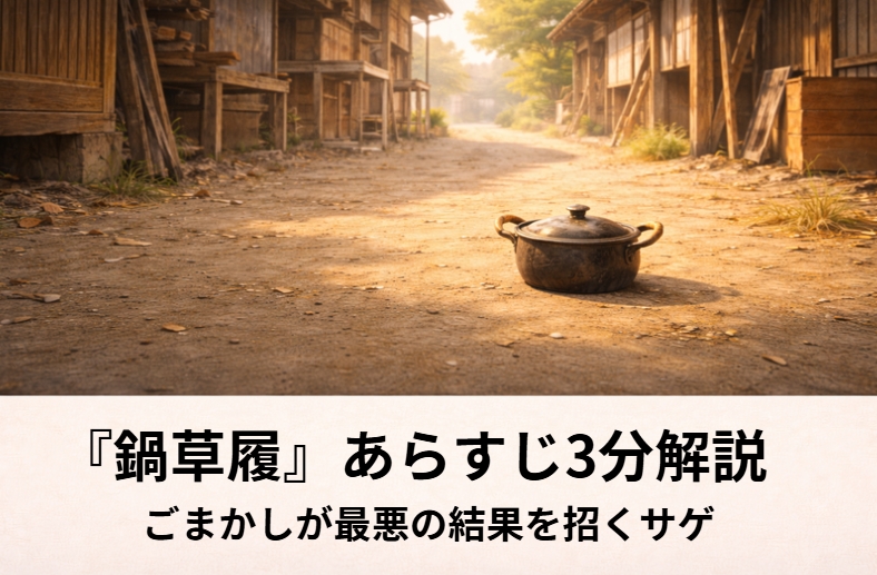 芝居小屋で鍋の事故をごまかした結果、草履の一言で赤っ恥になる落語『鍋草履』のイメージ画像