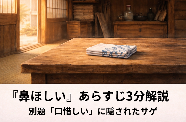 落語『鼻ほしい』の街道で鼻を失った浪人が馬子と軽口を交わし後悔へ向かう情景をイメージした一場面