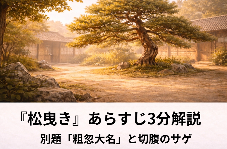 落語『松曳き』の松曳き相談と粗忽な訃報騒ぎをイメージした武家屋敷の情景