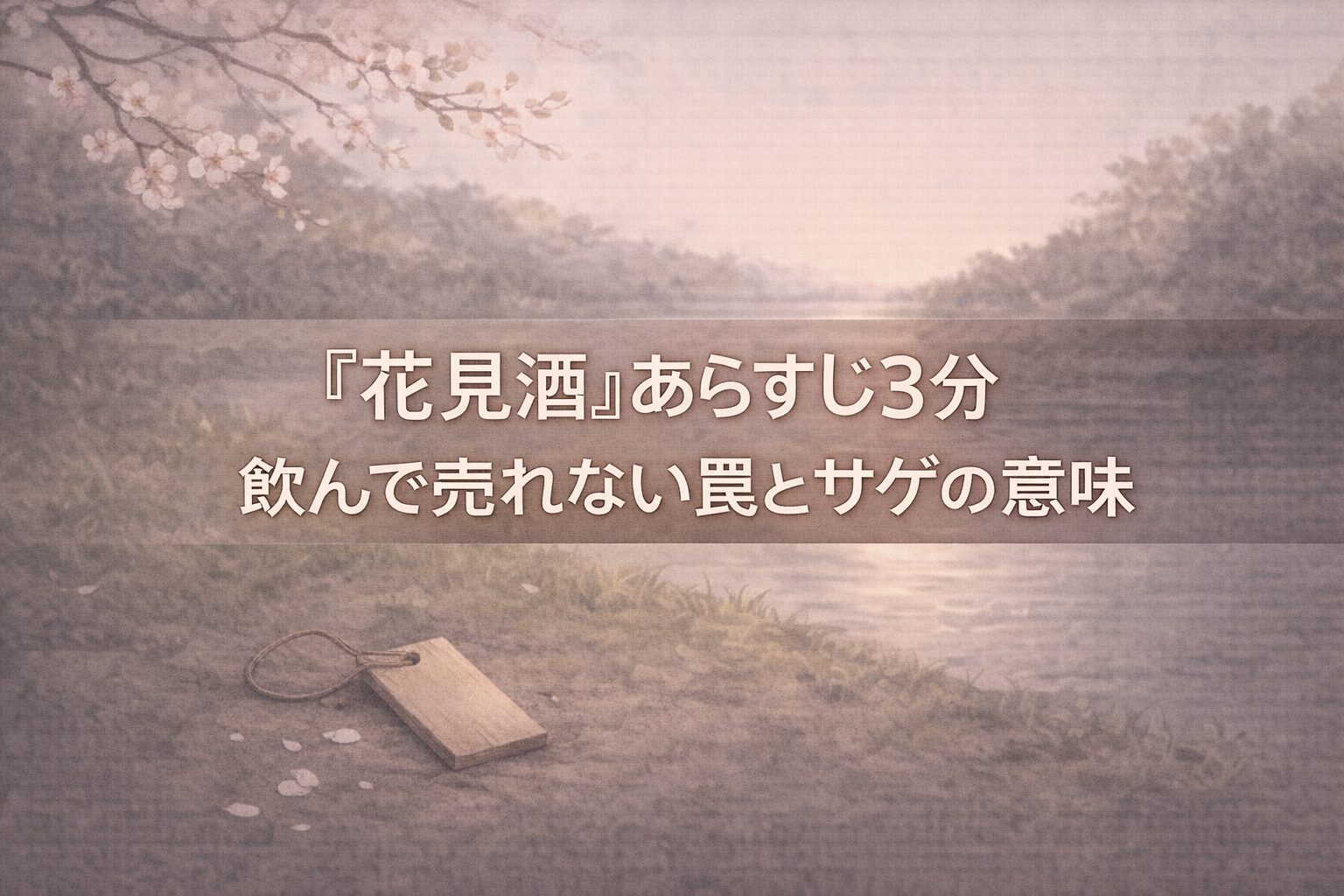 花見の往来で酒樽を担ぎながら、売り物の酒の残りを気にして焦る二人を描いた落語『花見酒』の場面のイメージ画像