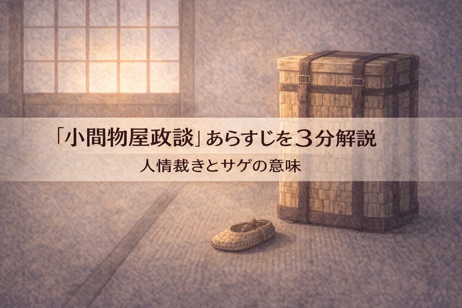箱根の山道、木に縛られた男の影に小間物屋の男が近づき縄をほどく一場面