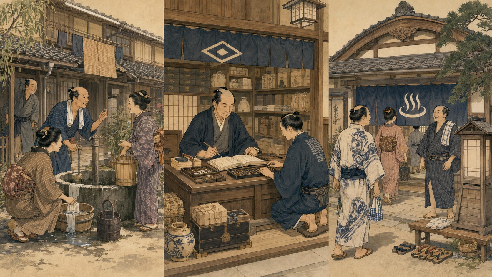 長屋商家湯屋の違いが分かる落語に出る江戸の生活場面