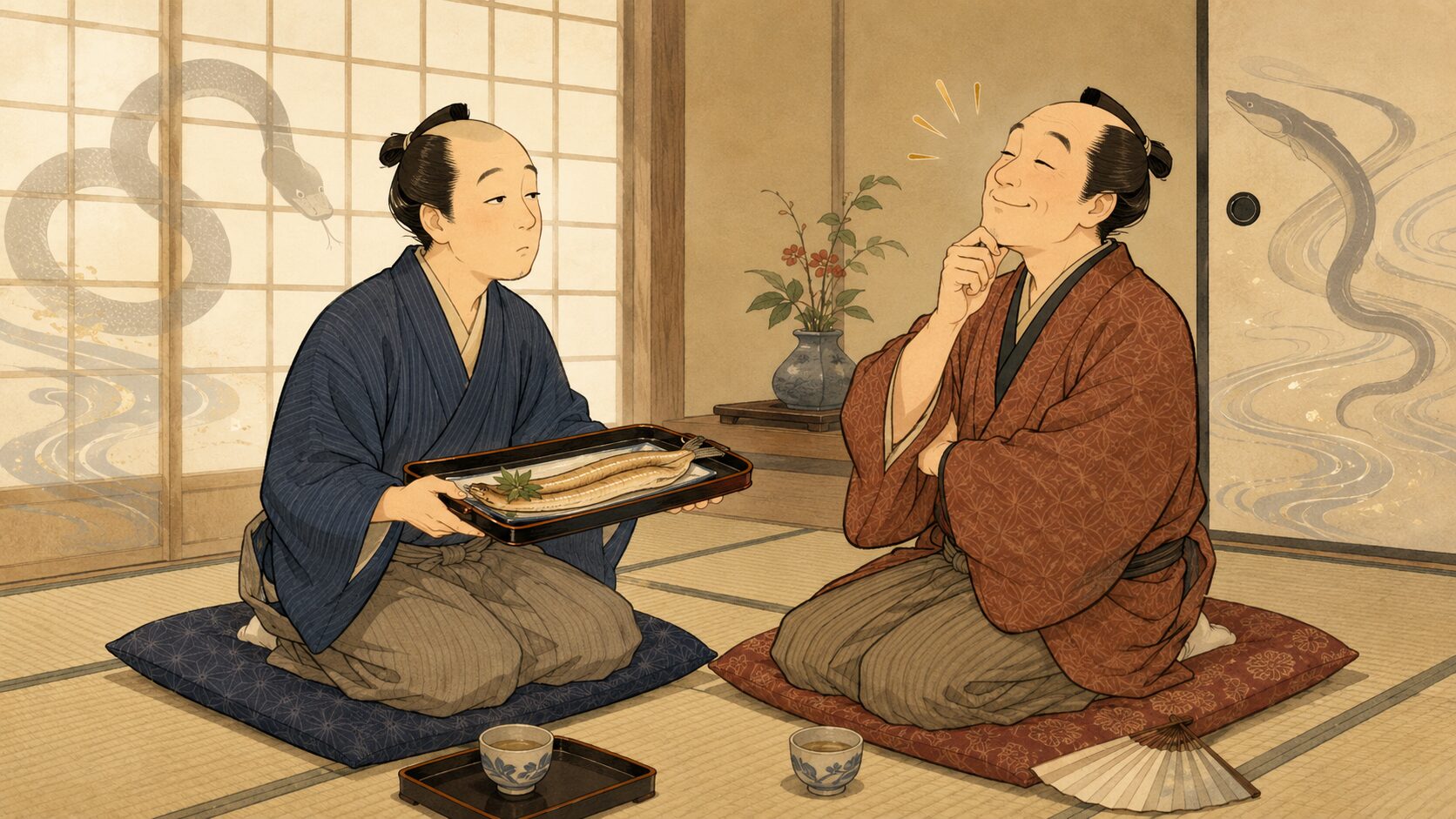 落語『穴子でからぬけ』で与太郎が穴子の答えで相手を出し抜く場面
