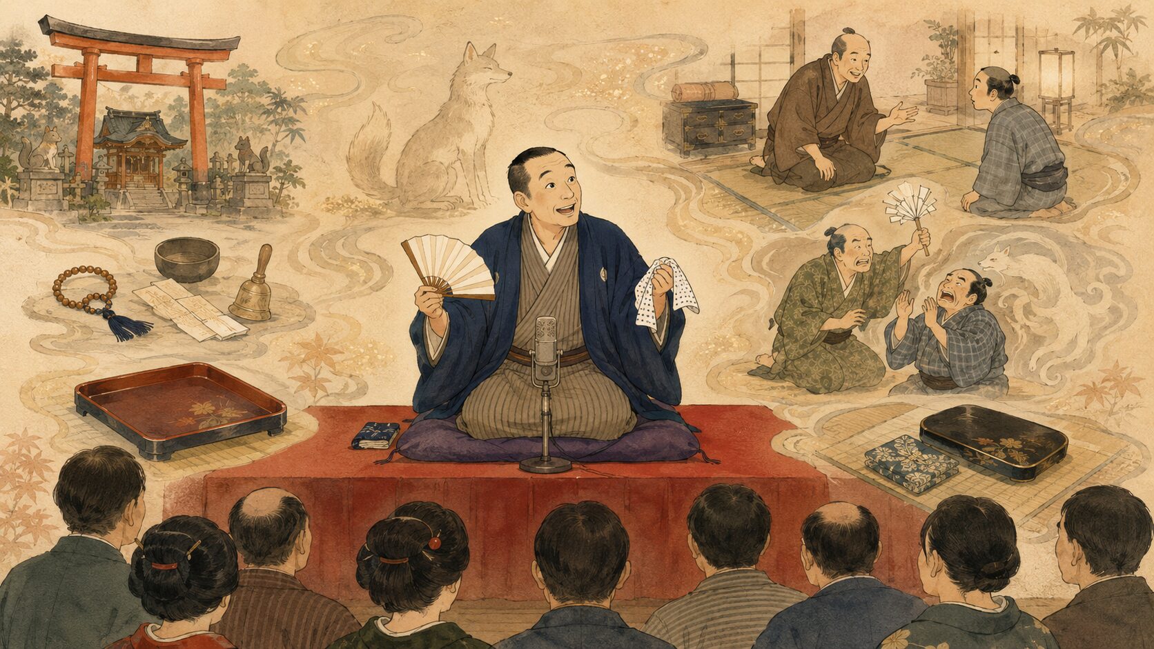 落語『お盆』を寄席の高座で楽しむ狐憑き退治と盆器の余韻