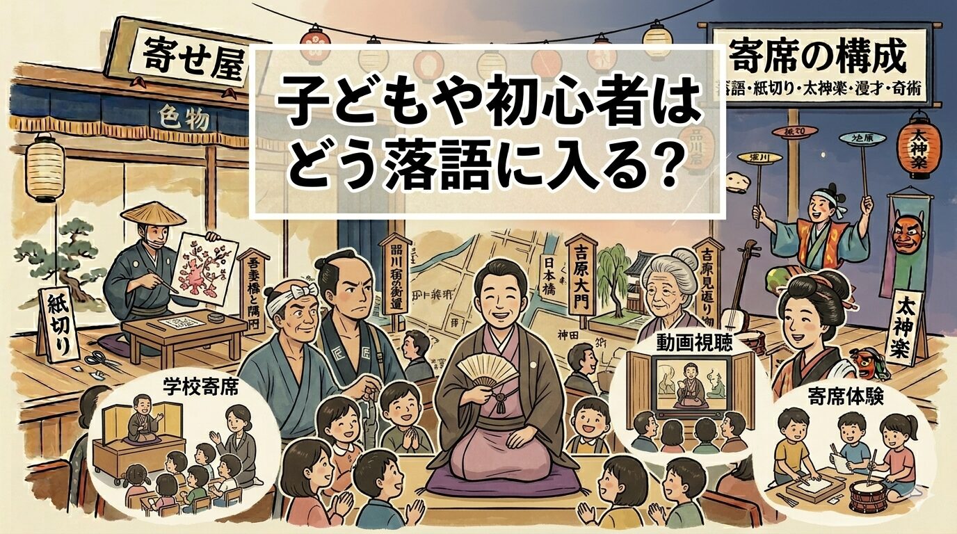 子どもや初心者が学校寄席や動画から落語に入る方法