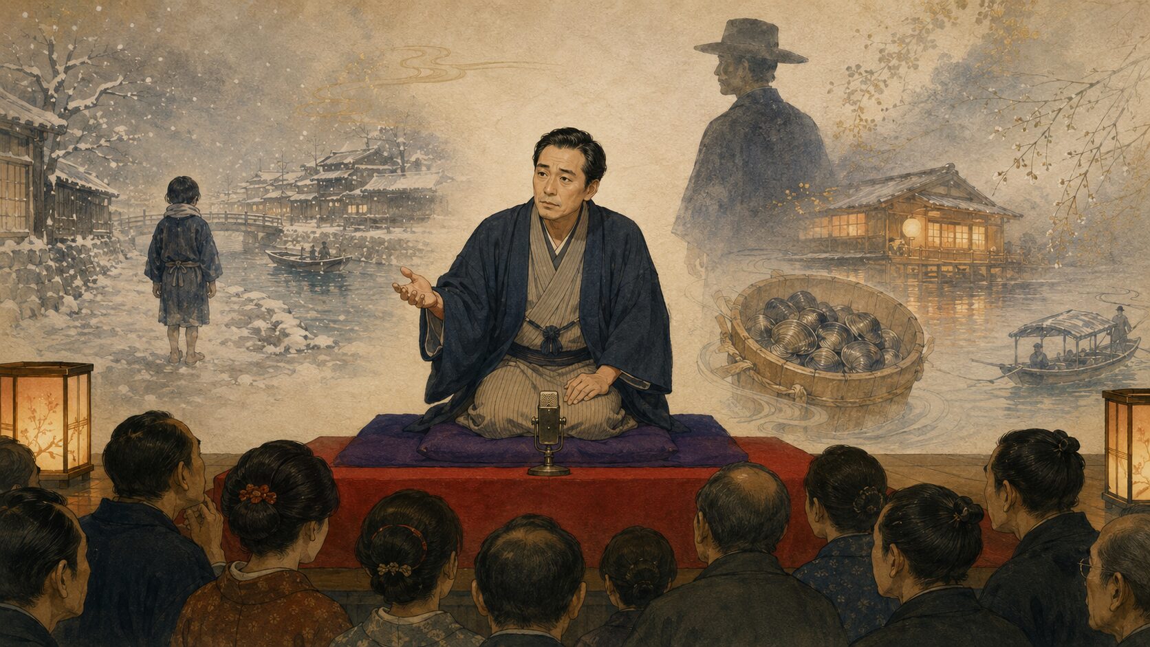 落語『しじみ売り』を寄席の高座で語る雪の日の人情噺の余韻