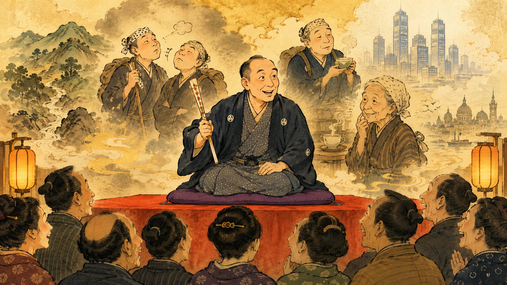 落語『峠の茶屋』を寄席の高座で語る都会自慢と老女の逆転の余韻