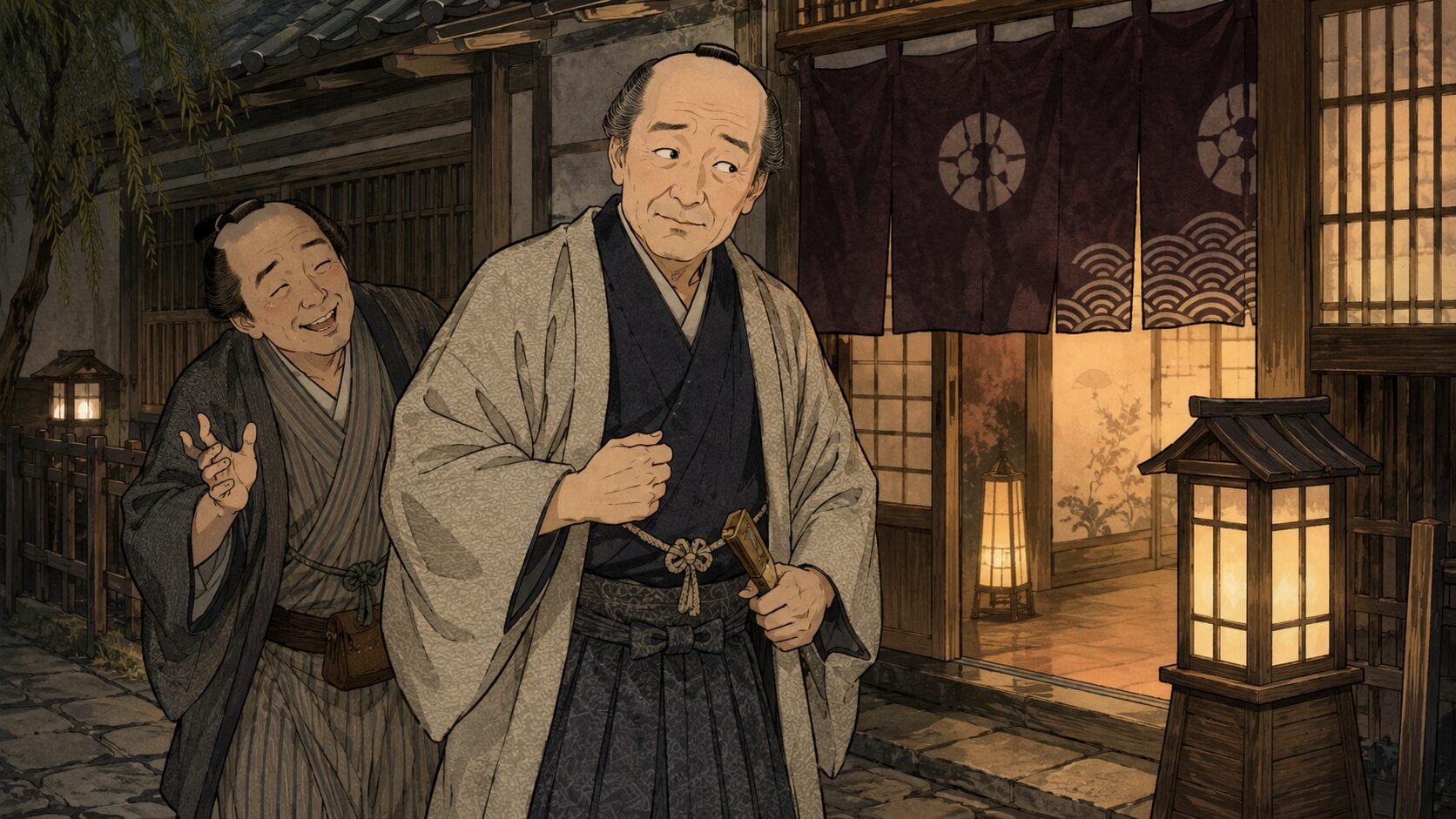 隠居が茶屋へ遊びに出かける落語『坊主の遊び』の前半場面