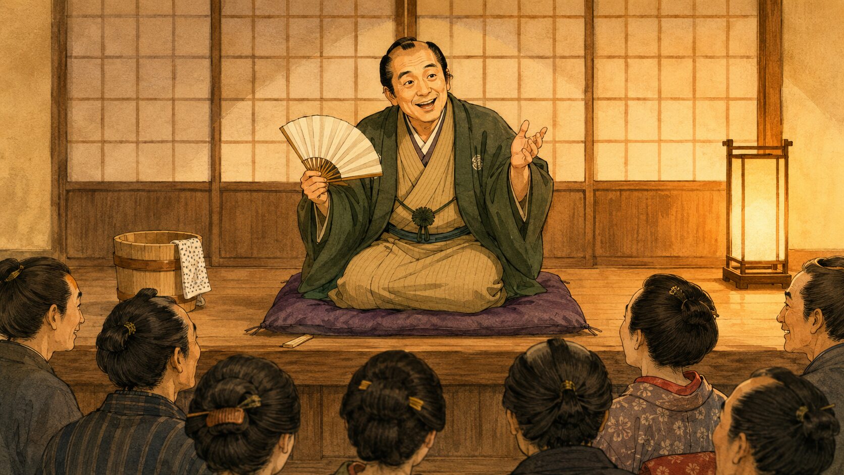 寄席の高座で軽妙に語られる落語『法華長屋』の余韻